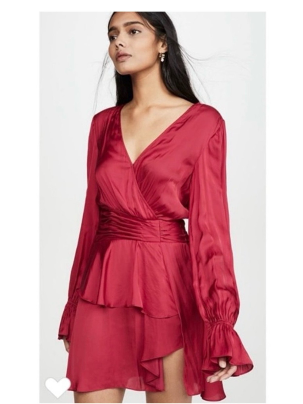 Ramy Brook Satin Wrap Mini Dress in Red